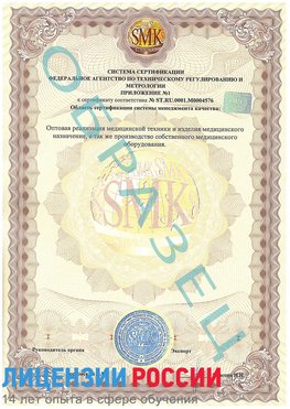 Образец сертификата соответствия (приложение) Барнаул Сертификат ISO 13485